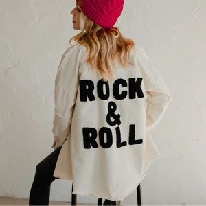 Small Women USA WHITE ROCK & ROLL UTILITY JACKET SHIRT LIGHTWEIGHT